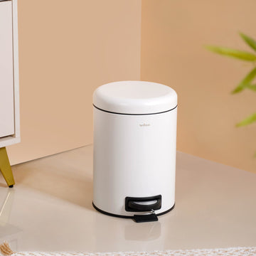Clean Curve Pedal Operated Metal Dustbin With Bucket White 3000ml