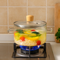 Clear Borosilicate Glass Cooking Pot With Lid 1800ml