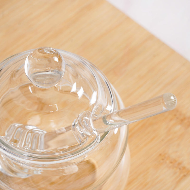 Clear Glass Honey Jar with Dipper and Lid 300ml