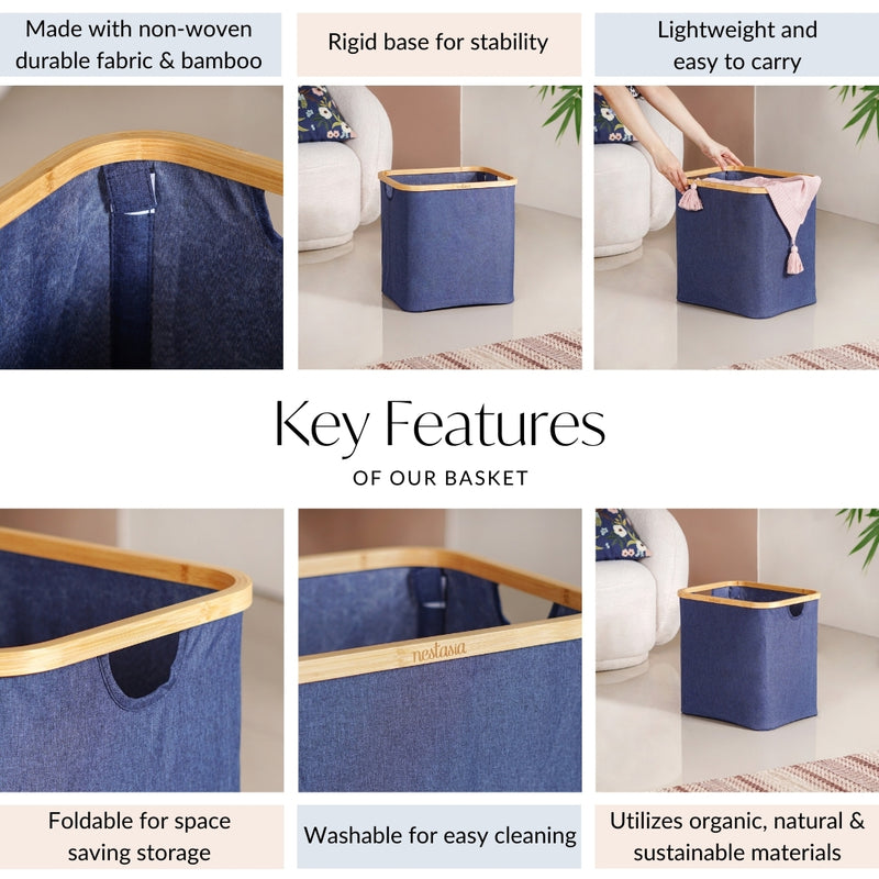 Cloth Laundry Hamper Blue