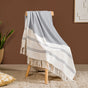 Coastal Blue And White Striped Cotton Throw With Tassels