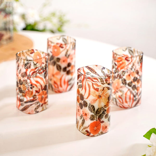 Orange Poppy Print Cocktail Glass Set Of 4 340ml