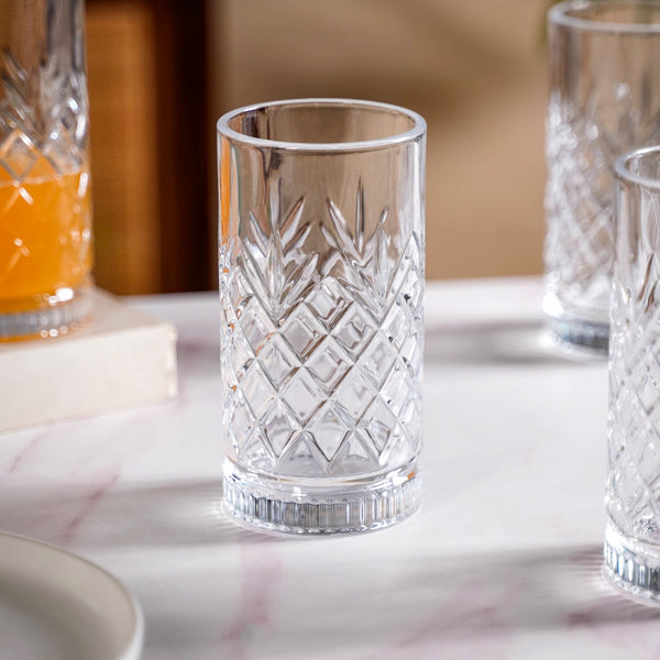 Textured Glass Tall Tumblers Set Of 6 490ml