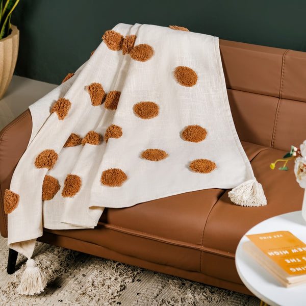 Tuft And Tassel Pure Cotton Throw