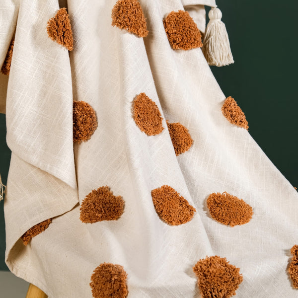 Tuft And Tassel Pure Cotton Throw