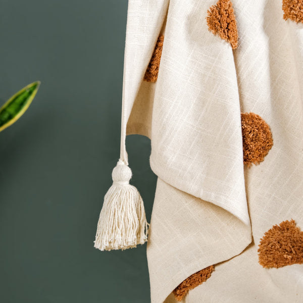Tuft And Tassel Pure Cotton Throw