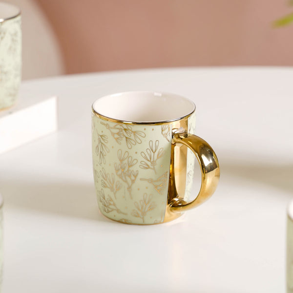 Gold Detail Printed Coffee Mug Set of 6 Mint Green 350ml