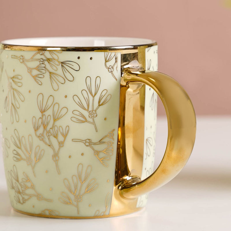 Gold Detail Coffee Mug Set of 6 Matte Pistachio Green 350ml - Coffee mugs, coffee mug set, ceramic coffee mugs, tea cup set, tea cups, printed mugs