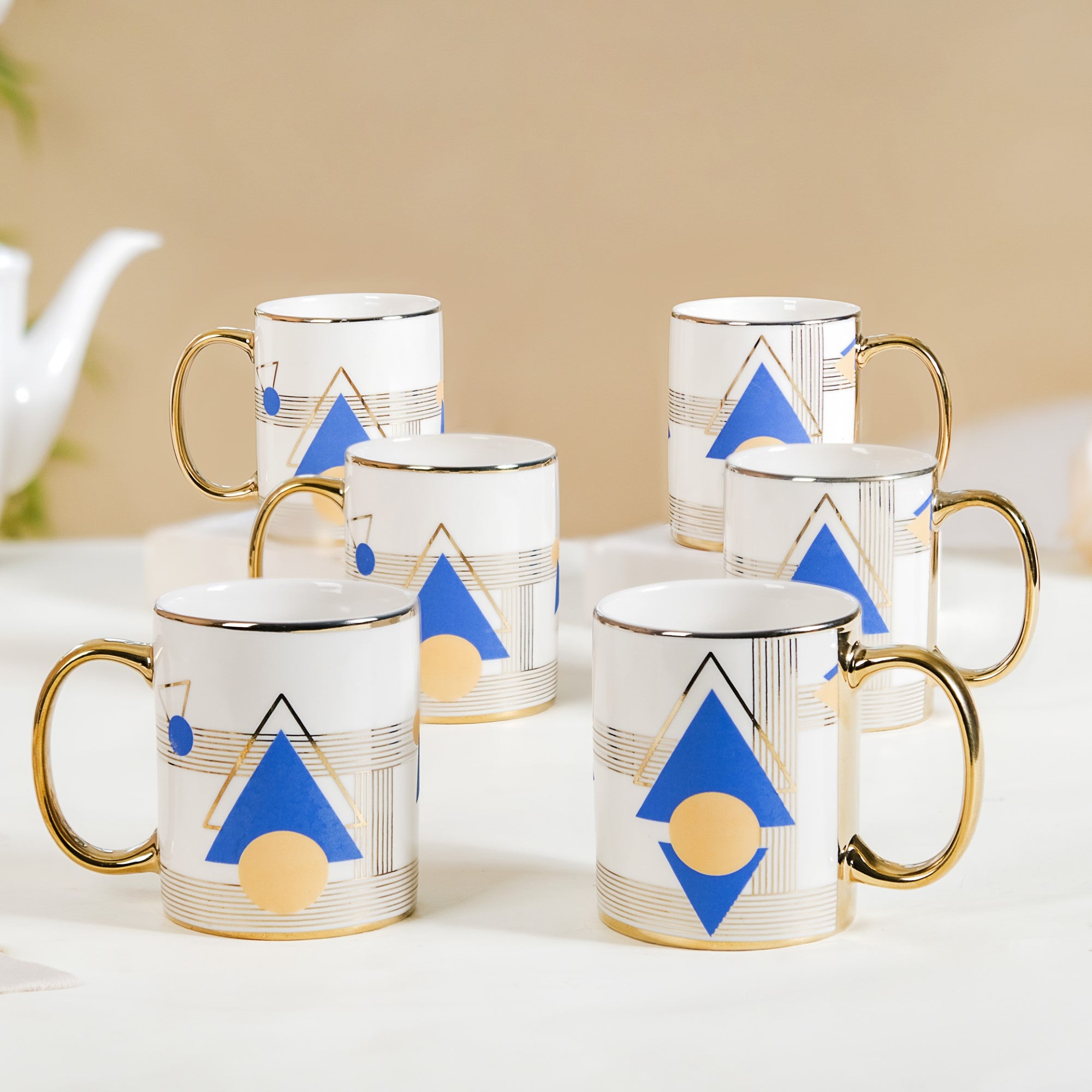 Gold Geo Coffee Cups - Set of 6