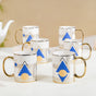 Geometric Chic Ceramic Tea Cup Set of 6 350ml - Tea cups, tea cup set, ceramic tea cups, tea mugs, printed mugs