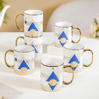 Geometric Chic Ceramic Tea Cup Set of 6 350ml