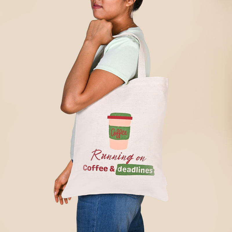 Coffee And Pizza Quotes Canvas Tote Bag Set Of 2