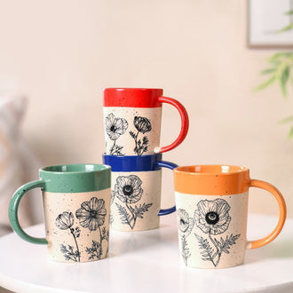 Poppy Grove Ceramic Coffee Mug Set Of 4 450ml