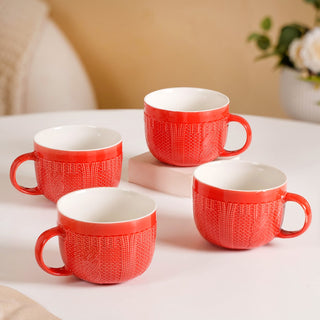 Winter Red Cappuccino Cup Set of 4 Large 490ml