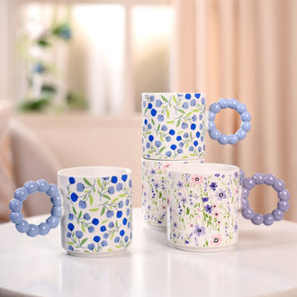 Lavender Blues Ceramic Coffee Mug Set Of 4 450ml