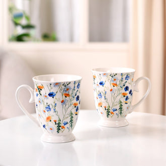 Whispers Of Wildflowers Ceramic Coffee Mug Set Of 2 Blue 400ml