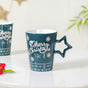 Merry Christmas Set Of 4 Cups With Star Handle Green 300ml - Coffee mugs, ceramic mug set, coffee mug set, christmas mugs