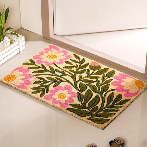 Coir Floor Mat With Floral Print 36x24 Inch