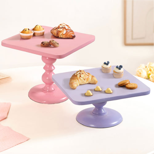 Colour Pop Square Cake Stand Set Of 2 In Pink And Lilac
