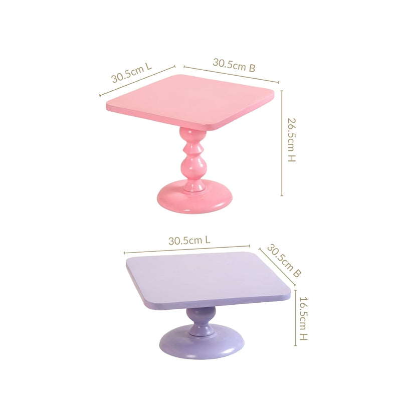 Colour Pop Square Cake Stand Set Of 2 In Pink And Lilac