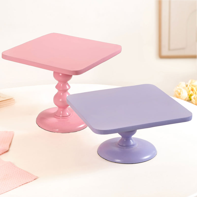 Colour Pop Square Cake Stand Set Of 2 In Pink And Lilac