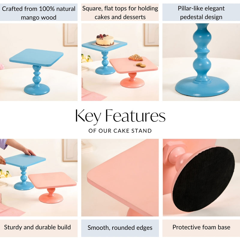 Colour Pop Square Riser In Peach And Blue