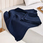 Combed Cotton Waffle Sofa Throw Blanket Deep Blue 220x200cm