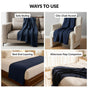 Combed Cotton Waffle Sofa Throw Blanket Deep Blue 220x200cm