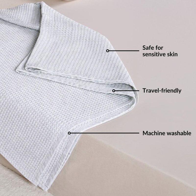 Combed Cotton Waffle Sofa Throw Blanket Light Grey 220x200cm