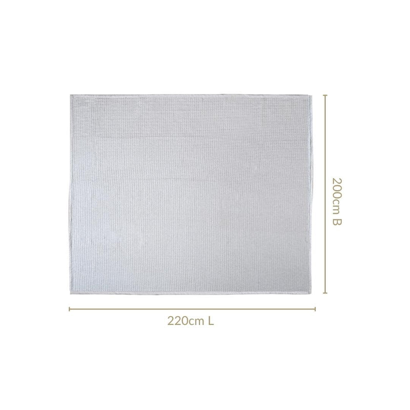 Combed Cotton Waffle Sofa Throw Blanket Light Grey 220x200cm