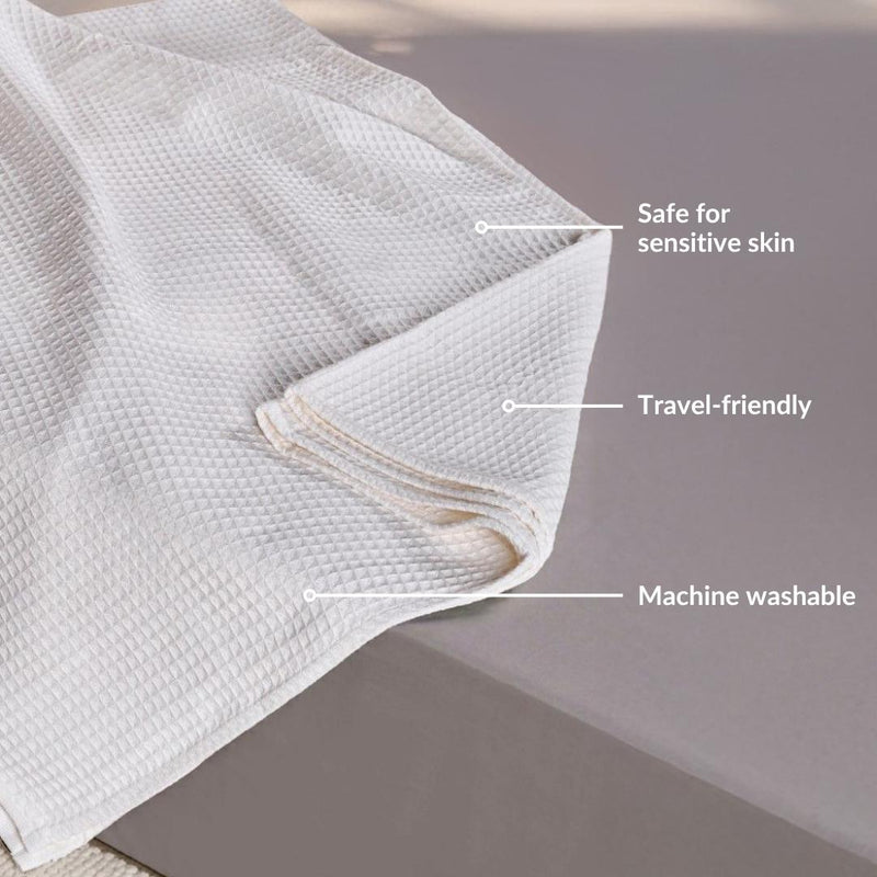 Combed Cotton Waffle Sofa Throw Blanket Pristine White 220x200cm