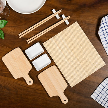 Complete Sushi Set With Rolling Mat And Bamboo Chopsticks Set Of 9