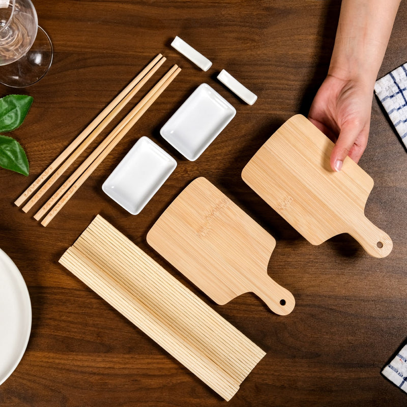 Complete Sushi Set With Rolling Mat And Bamboo Chopsticks Set Of 9