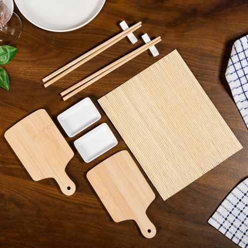 Complete Sushi Set With Rolling Mat And Bamboo Chopsticks Set Of 9