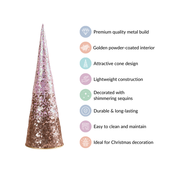 Dazzling Metal Cone For Christmas Decoration