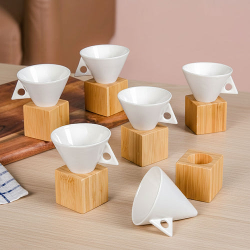 Conical Espresso Cup With Stand Set Of 6 90ml
