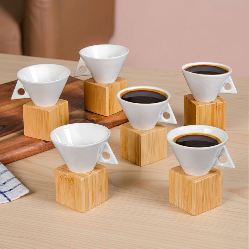 Conical Espresso Cup With Stand Set Of 6 90ml