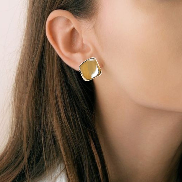 Contemporary Hammered Gold Toned Studs