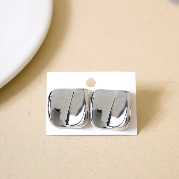 Contemporary Hammered Silver Toned Studs