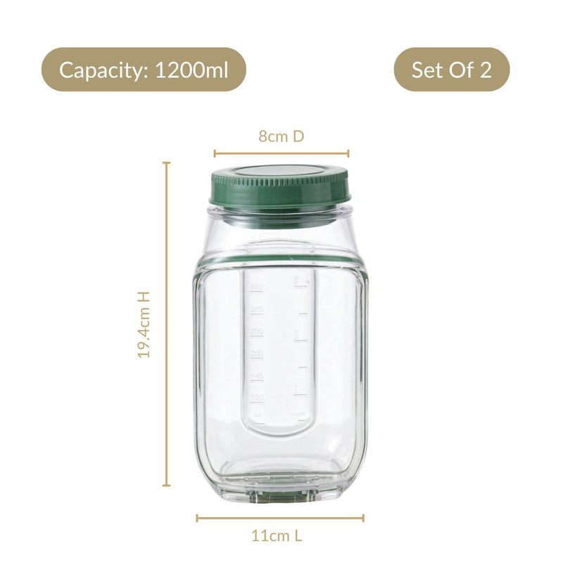 Convertible Salad Pod Jar Bowl With Cup Set Of 2 Leakproof 1200ml