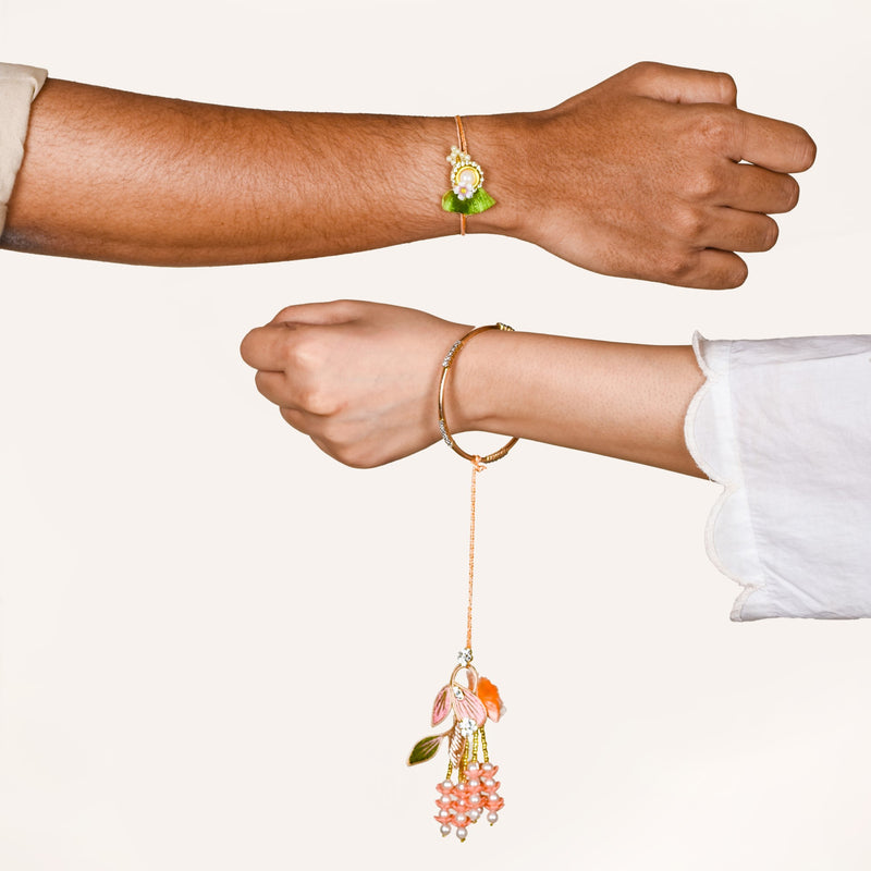 Coral Charm Rakhi Lumba Gift Set 