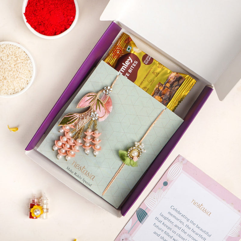 Coral Charm Rakhi Lumba Gift Set
