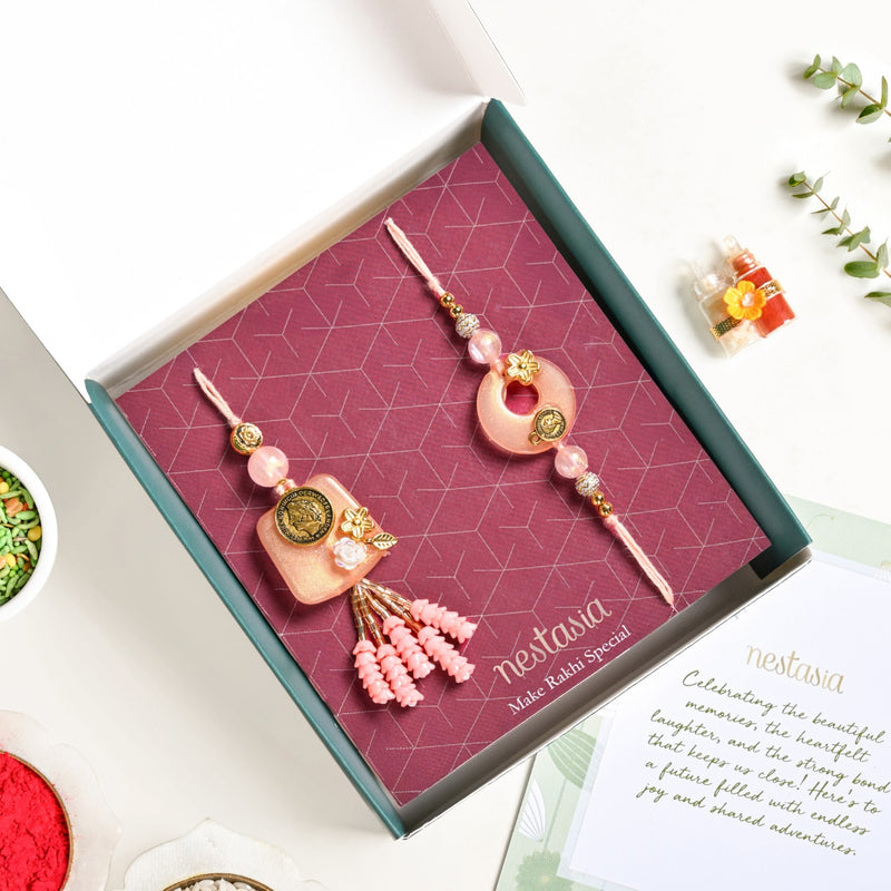 Coral Hue Rakhi Lumba Gift Set
