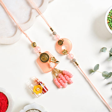 Coral Hue Rakhi Lumba Gift Set