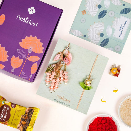 Coral Charm Rakhi Lumba Gift Set