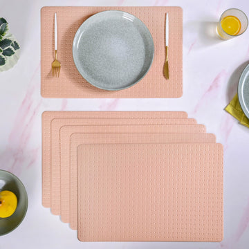 Coral Peach Weave Placemat Set Of 6