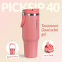PickSip 40 Insulated Tumbler Bottle With Top Handle Living Coral Pop 1200ml