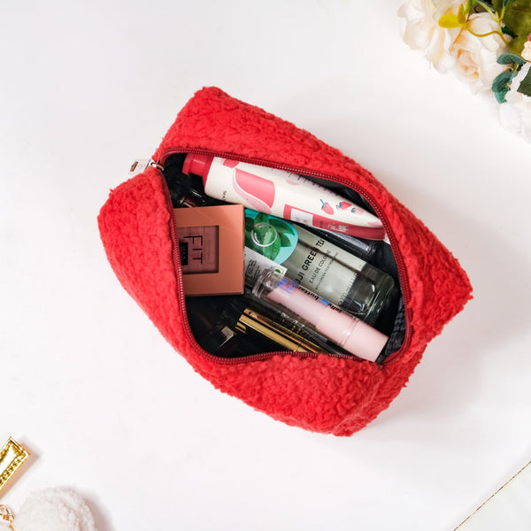 Plushy Makeup Bag Set Of 2 Red
