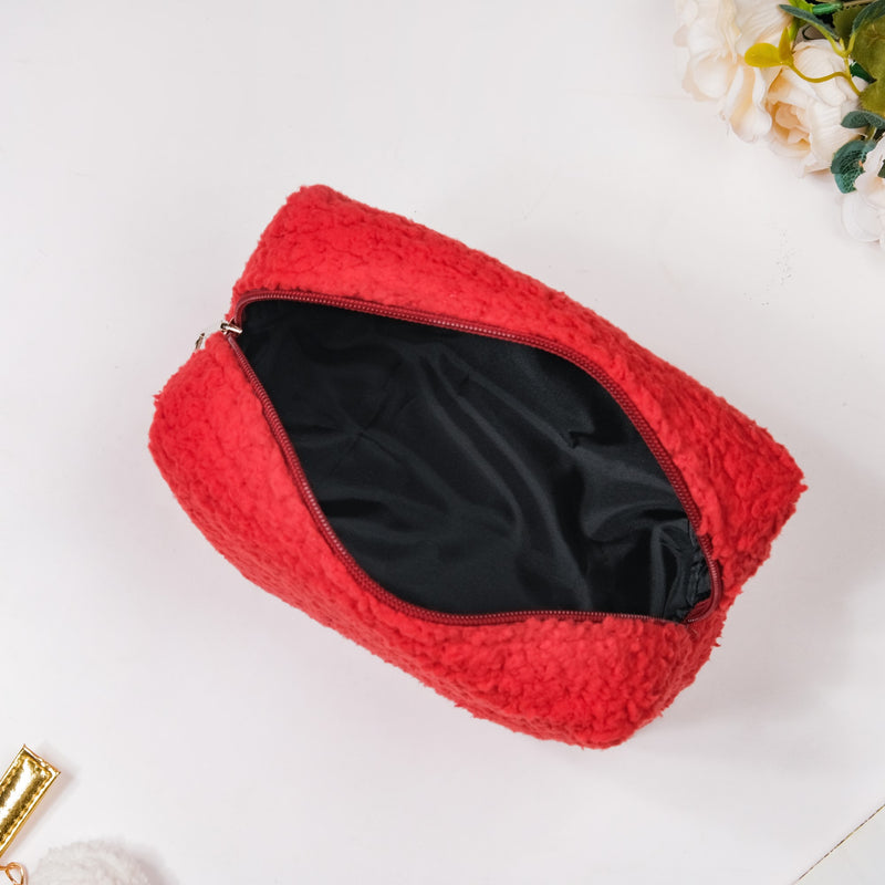 Plushy Makeup Bag Set Of 2 Red