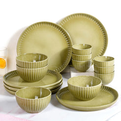 Costola Olive Green 16 Piece Dinner Set For 6